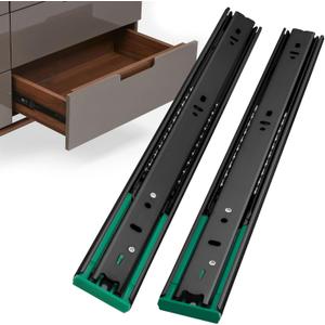homdiy 10 Pairs Soft Close Drawer Slides 22 Inch Black Side Mount Heavy Duty Dresser Cabinet Rails Metal Ball Bearing and Full Extension Kitchen Cabinet Drawer Runners 100 LB Capacity