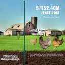 VEVOR 5 Feet Fence Post, 10 Pack U-Channel Heavy Duty Metal Fence Posts with 30 Zip Ties & 20 Clips, Sturdy Steel Fence Stakes for Garden Yard, Lawn, Farms and Outdoor Wire Fencing, Green