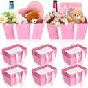 Glenmal 36 Pcs Pink Gift Basket Empty Bulk with Handles 9.8 x 6.5 x 4.3 Inch Kraft Basket Kraft Cardboard Wrap Bags Tray for Weeding Party Birthday Christmas Valentines Breast Cancer Party Supplies