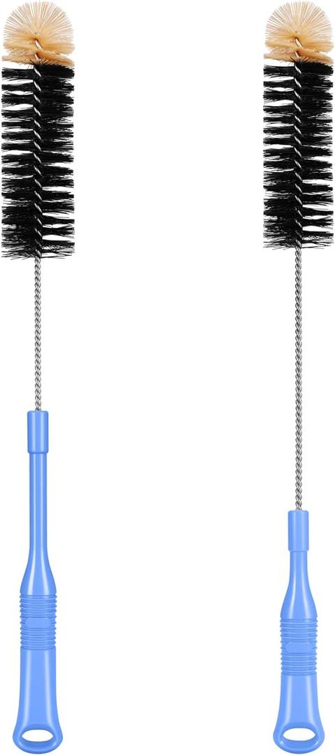 MOSOLAN Bottle Cleaning Brush, 17 Inches Extra Long Handle Water Bottle Brush, Flexible Bendable Cleaner for Washing Narrow Neck Bottles, Wine Decanter, Kombucha, Pipes, Beer Brewing Supplies, 2 Pack