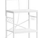 SUPERJARE Kitchen Bakers Rack with Power Outlet, Coffee Bar Table 4 Tiers, Kitchen Microwave Stand with 6 S-Shaped Hooks, Storage Shelf Rack for Spices, Pots and Pans - White (23.6 inch)