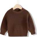 YOUNGER STAR Toddler Baby Girls Boys Knit Sweater Pullover Long Sleeve Sweatshirt Fall Winter Clothes (Brown)
