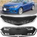 Front Bumper Upper Lower Grille Compatible For Chevy Cruze Mesh Grill 2016 2017 2018