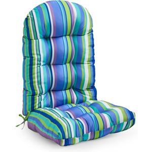 Adirondack Chair Cushion, High Back Patio Cushions with Adjustable Ties, 48.8x20.4x4.3, Waterproof Tufted Pillow, Fade Resistant Seat Rocking Chair Cushion for Indoor/Outdoor, Stripe Blue, 1