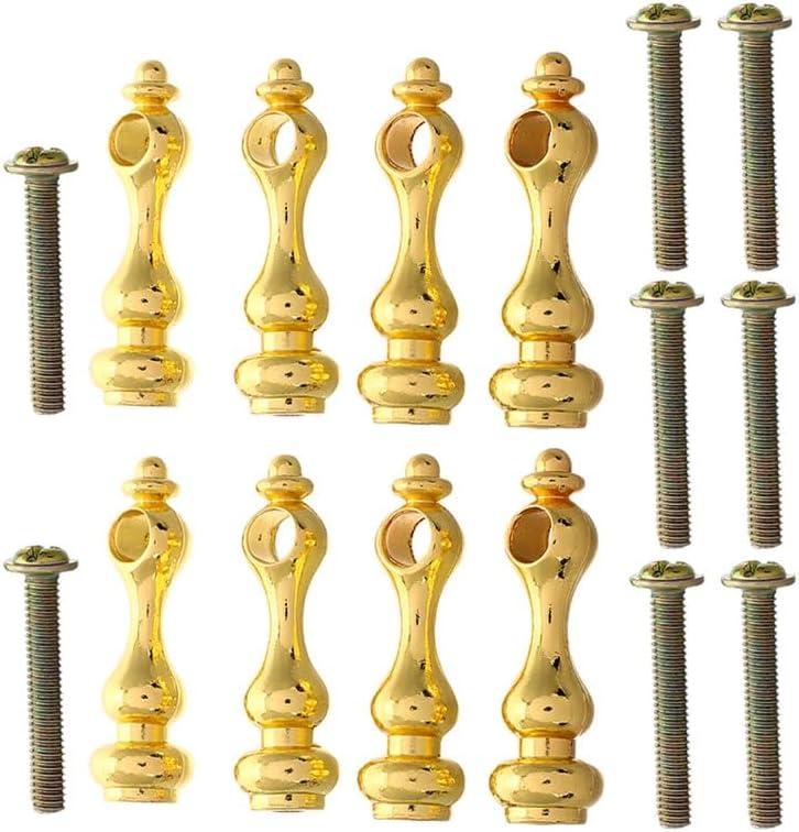 Homoyoyo Iron Spindles Furniture Connectors: 8Pcs Gallery Rails for Shelves, Golden Iron Post Caps for Glass Railing for Wine Cabinet and Serving Cart Spindles,Easy Install 1.57X0.47X0.47In