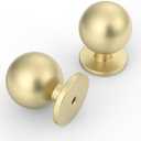 9BUILD 10 Pack 1.2 Inch Brushed Brass Cabinet Knobs - Gold Drawer & Dresser Knobs for Kitchen Cabinets