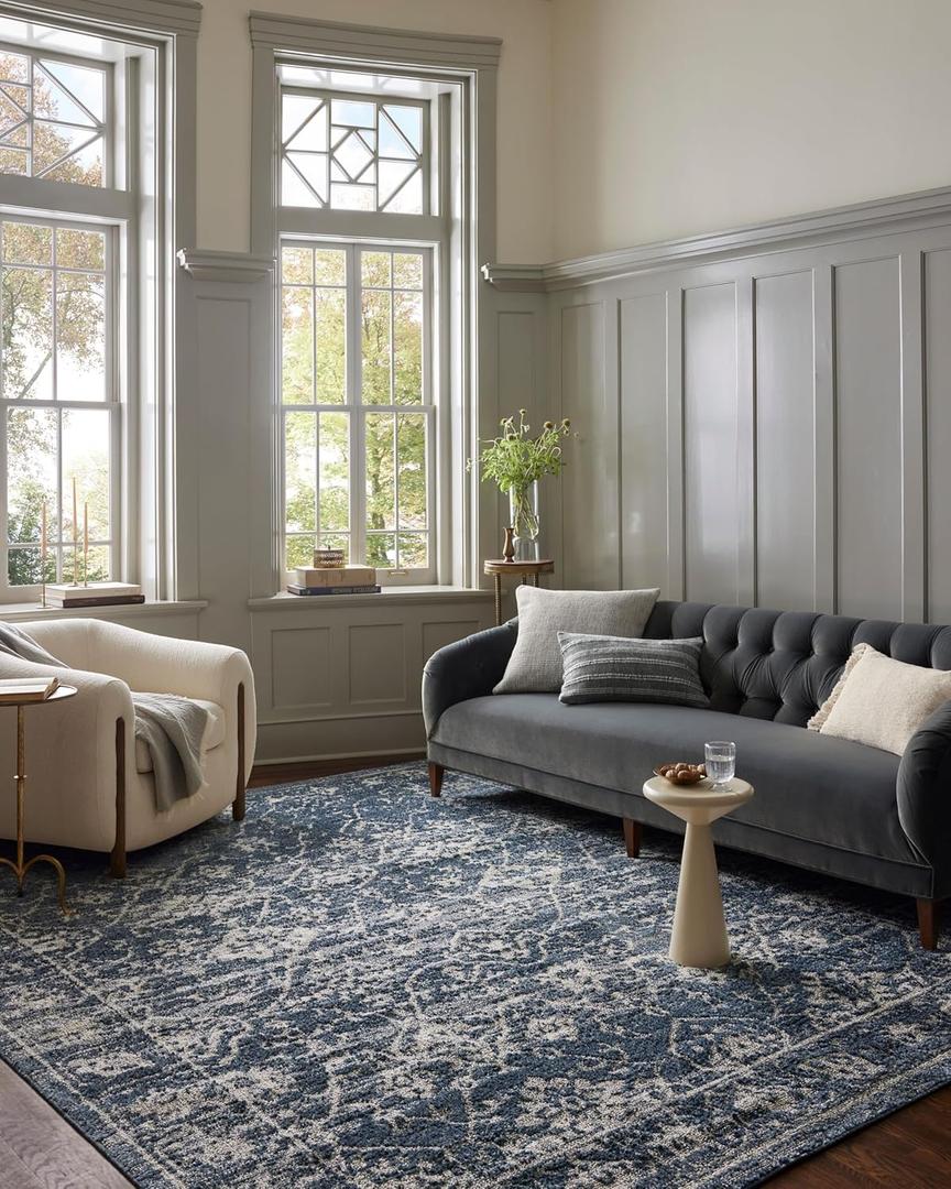 Loloi Magnolia Home by Joanna Gaines Gigi Collection GIG-02 Navy/Stone 2'-7" x 7'-6" Runner Rug