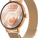 Smart Watches for Women,1.27" HD Fitness Tracker Answer,Make Call,Heart Rate,Sleep,SpO2,Round Smart Watch for iPhone/Samsung/Android,IP68 Waterproof,110+ Sport Mode-Rose Gold