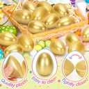 SevenQ Plastic Easter Eggs Empty 2.3” 50Pcs, Fillable Golden Egg for Easter Basket Stuffers Gifts for Kids Party Favors Pinata Goodie Bags Treasure Box Toys Fillers Easter Egg Hunt Games Decorations