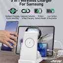 5 in 1 Wireless Charger for Samsung, Wireless Charging Station for Multiple Devices, Fast Charger Stand for Samsung Galaxy S26 S25 S24 S23 S22 Note 20 10 Z Fold 7 6 Galaxy Watch 8 7 6 5 Buds,White