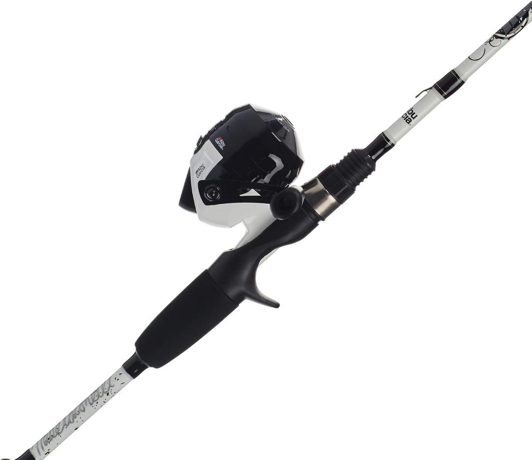 Abu Garcia 5’6" Ike Dude Youth Fishing Rod and Reel Spincast Combo, 2-Piece Rod, Size 6 Reel, Right Handle Position,White, 5'6" - Medium - 2pc