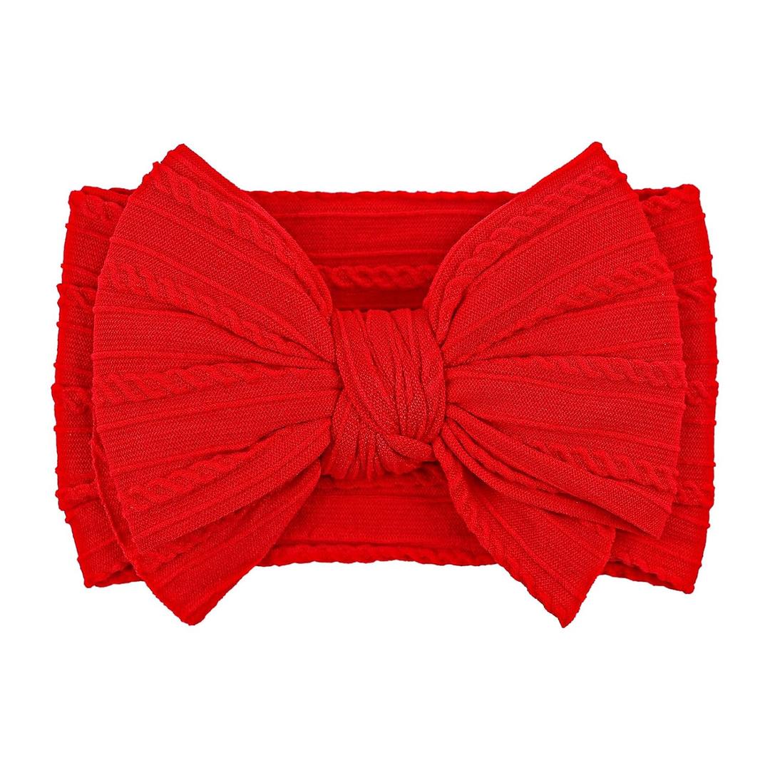 LemonSpace Handmade Red Baby Girls Bows Soft Stretchy Nylon Hair Bands Hair Accessories Baby headbands with Bows for Newborn Baby Girls Infant Toddlers Kids(Red), 3.5 Inches