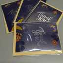 4 x CRTURUNIQ Luxury Navy Blue Thank You Card with Silver Foil - 5x7 Large Blank Note Card with Thick Gold Envelope & Sticker - Premium Heavyweight Cardstock for Wedding, Business, Sympathy & Men