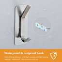 Adhesive Towel Hooks 4 Pack Stainless Steel Robe Coat Hooks for Hanging Versatile Wall Hooks for Bathroom, Kitchen, Office, School Silver Shower Sticky Hook Hanger