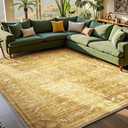 OPPODREAM Vintage Yellow Area Rugs 5x7, 5 x 7 Retro Washable Rug Non Slip, Low-Pile Faux Wool Carpet, Soft Distressed Floor Mat for Living Room, Bedroom, Kitchen, Office, Dorm, Dinning Room