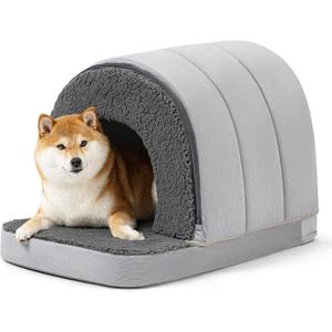 Orthopedic Dog Bed House - Dog House Indoor with Egg-Crate Foam - Tent Bed with Waterproof Lining & Nonskid Bottom, Ideal for Medium Breeds & Fits 30-Inch Crate - 29"x18", Charcoal Orthopedic Dog Bed House - Dog House Indoor with Egg-Crate Foam - Tent Bed with Waterproof Lining & Nonskid Bottom, Ideal for Medium Breeds & Fits 30-Inch Crate - 29"x18", Charcoal