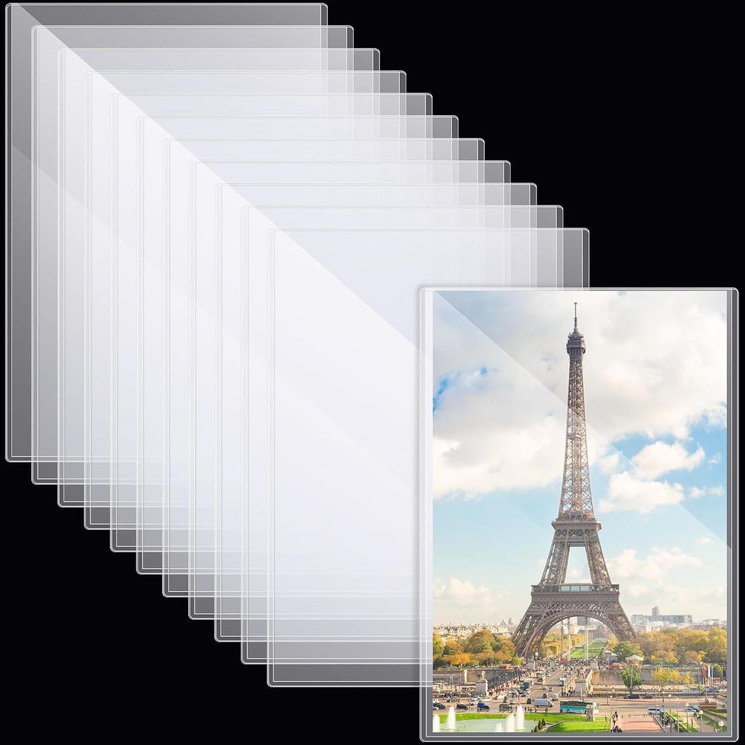 Henoyso 12 Pcs Poster Protector Sleeves 16 x 20 Inch, Clear Plastic Poster Sleeves Frame, Waterproof Rigid Print Sheet Protectors for Art Portfolio Storage, Wall Display, Magazines, Photos, Papers