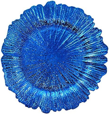 allgala 13-Inch 5-Pack Heavy Quality Round Plastic Charger Plates-Reef Royal Blue-HD80337