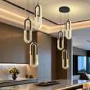 ykolupty Modern Crystal Chandeliers LED Pendant Lighting Ring Black Flush Mount Ceiling Lights Fixture Mini Chandeliers for Dining Room Kitchen Island Hallway