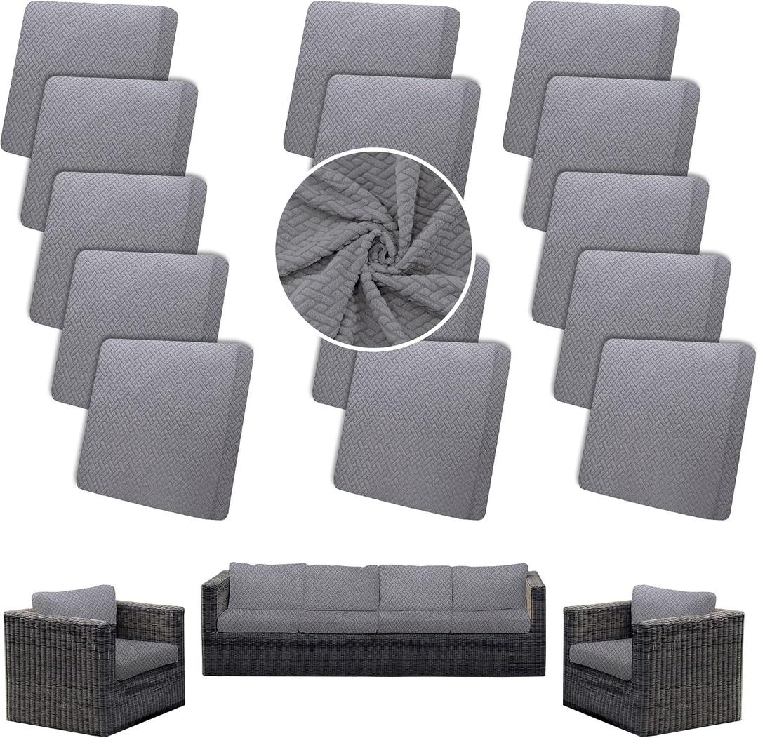 SUKAIKEQA 14PCS Patio Cushion Covers,Patio Furniture Couch Seat Slipcovers