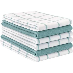LANE LINEN Cotton Kitchen Towels and Dish Cloths Set, 3-Pack Absorbent, Quick-Drying Dish Towel, 18" x 28", Soft, Premium Hand and Tea Towels - Aqua