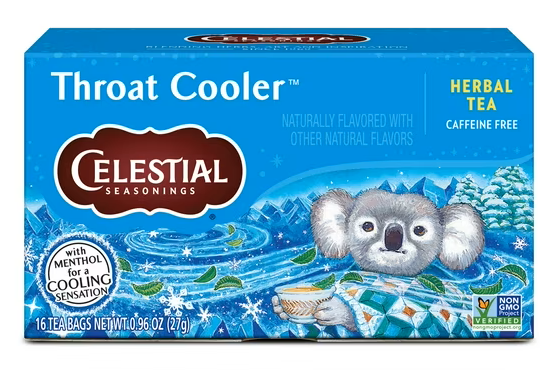 Celestial Seasonings Throat Cooler Herbal Tea, Caffeine Free, 16 Bags (Pack Of 6)