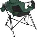 Hammock Camping Chair Folding 350lbs Foldable Portable Rocking Chairs for Adults Outside Swinging Camp with Stand Lawn Garden Hanging Outdoor (Green Black)