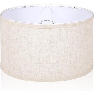 OUTON Beige Drum Lamp Shades for Floor Lamps, 13" Top x 13" Bottom x 10" High, Easy to Assemble, Replacement Linen Lampshades for Table Lamps & Bedside Lamps (1.65" Spider)