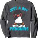Just A Boy Who Loves Penguins Kids Boys Penguin Lover Gifts Sweatshirt (Small, Gray)