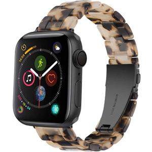 Compatible with Apple Watch Band 38mm 40mm 41mm 42mm 44mm 45mm Ultra 49mm for iWatch SE Lightweight Resin Wristband Bracelet Strap Series 9 8 7 6 5 4 3 2 1 Mens Womens (Tortoise Stone Flower)