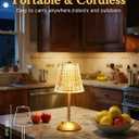Crystal Cordless Lamp, Dimmable+3 Colors Rechargeable Lamp, Touch+2000mAh Battery Operated Vintage Ambient Light for Kitchen/Bedroom/Bathroom Shower, College Gifts, Mothers Day Gifts for Wife Daughter