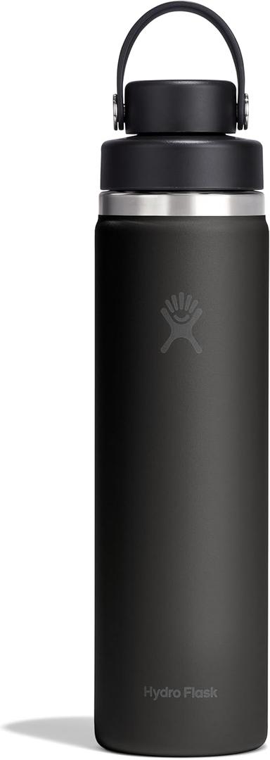 Hydro Flask Water Bottle - Insulated Stainless Steel - Wide Mouth Flex Chug Lid, Non Spill, Leakproof in 24 Oz Tonal Black