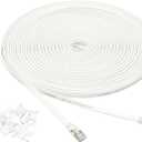 Amazon Basics RJ45 Cat 7 Ethernet Patch Cable, Flat, 600MHz, Snagless, Includes 20 Nails, 50 Foot, White