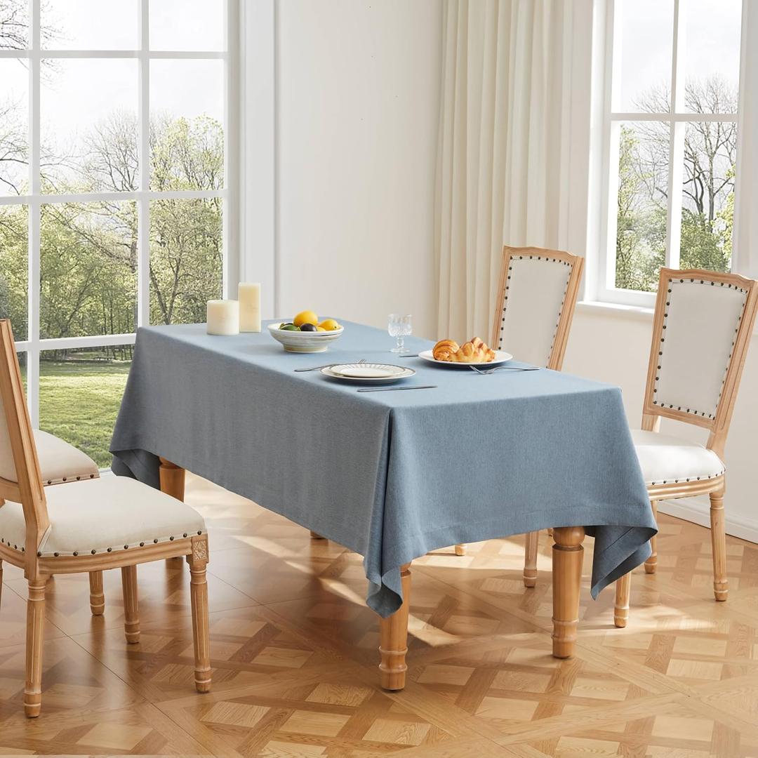 ZeeMart Basic Linen Textured Table Cloth, 52 x 70 Inch Dusty Blue, Farmhouse Style Rust Rectangle Tablecloth, Wrinkle Resistant Washable Heavy Weight TableCloths