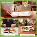 Compostable 5 Compartment Plates Disposable, 12.5 x 8.5 inch, [100-Pack] Heavy Duty Paper Plates with Dividers, Sturdy School Lunch Trays, White Large Dinner Plates for Buffet Party