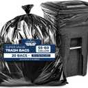 55 Gallon Large Trash Bags [39 X 56  20 Micron] 20 Black Contractor Garbage Bags | Heavy Duty Lawn Leaf Yard Waste Bags | 55-60 Gallon Extra Large Construction Industrial Plastic Trash Can Liners (1 Count (Pack of 20))