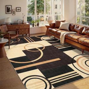 RUGSREAL Large Area Rug 8x10 Modern Geometric Rug Low Pile Thin Rugs