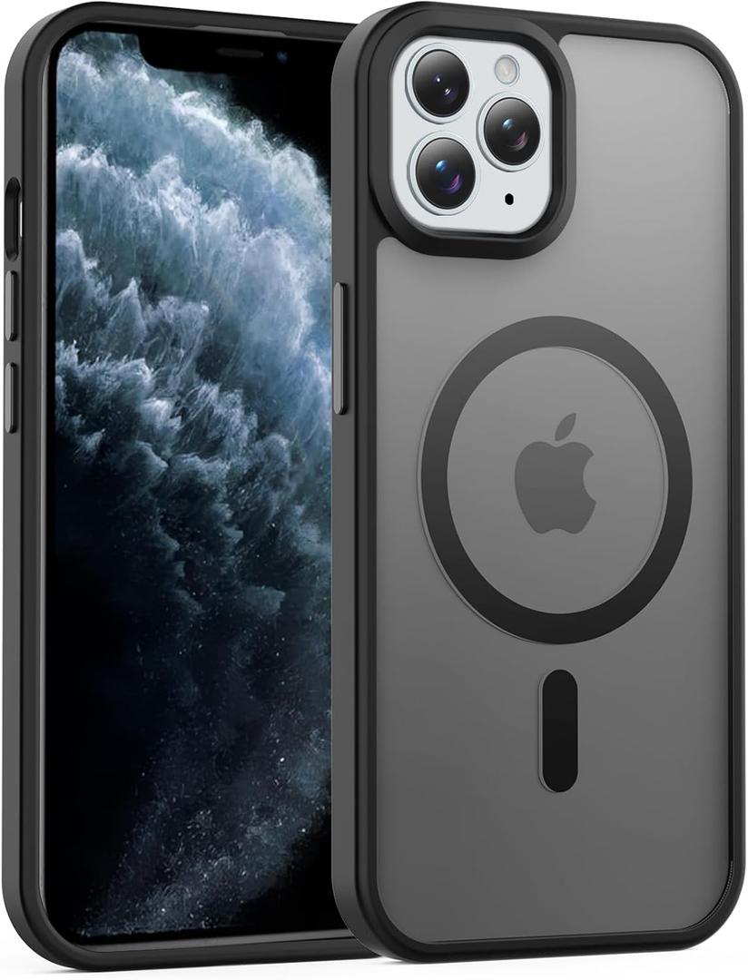 for iPhone 11 Pro Max Case, Compatible with Magsafe, Anti-Yellowing, Military-Grade Protection, Shockproof Slim Magnetic Phone Case Cover, Black