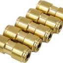 QWORK DOT Brass Push to Connect Fitting, 10 Pack 1/2" Straight Union Tube Connector, Tube x Tube, DOT Compliant, Brass Material
