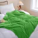 Bright Green Fleece Throw Blanket 5060 for Couch Sofa Bed,Super Soft Cozy Plush Microfiber Flannel Blanket with Stripes Design Lightweight for Adults,Woman,Girls