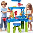 Water Table for Toddlers 3-5, 3-Tier Kids Sand Water Table, Sand and WaterActivity Sensory Tables Summer Outdoor Toys Beach Toys for Outside Backyard for Kids Toddlers Age 3 4 5 6 7 8