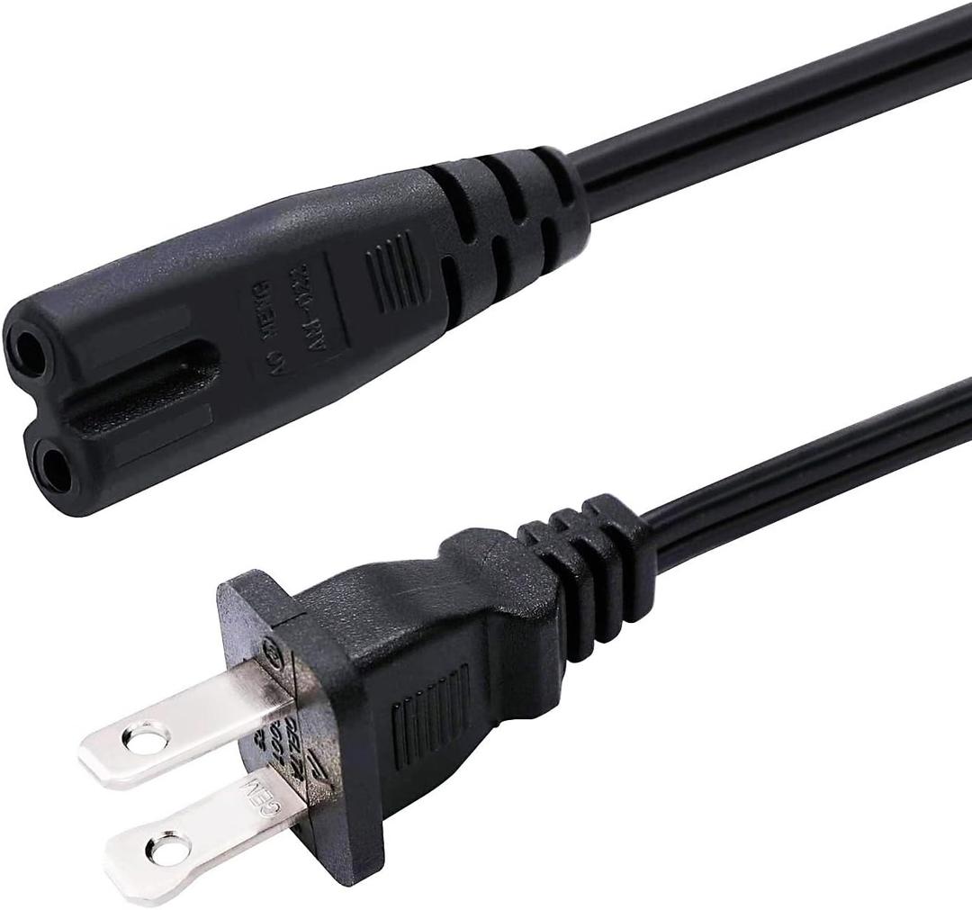 TWTADE 2 Prong 6ft Power Cord AC Wall Plug 2-Slot Polarized 18AWG 10A, 7A 125V Wire PS2/3/4/5 Replacement Extension Cords for Vizio TV, Monitor, Printer, Camera etc I-036