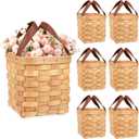 Xthrotsenk 6 Packs 4" x 4.5" Small Wicker Basket with Handle Woven Baskets Woodchip Container Easter Empty Wicker Baskets, Rustic Square Basket Storage Packing for Pantry Party Gifts