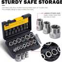 Bolt Extractor Kit, 14 PCS Impact Bolt & Nut Remover Set with 3/8 Inch Adapter, Upgrade Stripped Bolt Extractor Socket Set with Portable Tool Box, Easy Out for Rusted, Damaged, Round Bolt Nuts Screws