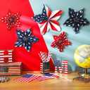 12 Pcs 4th of July Star Patriotic Paper Fan Decor Red Blue White USA Flag Star Hanging Decorative Paper Fans Decor 250th Anniversary for Classroom Independence Day Veterans Labor Day