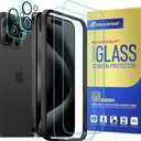ArmorSuit Glass Screen Protector for iPhone 15 Pro + Camera Lens Protector Tempered Glass 2+2 Pack Case Friendly (w/Alignment Tool)
