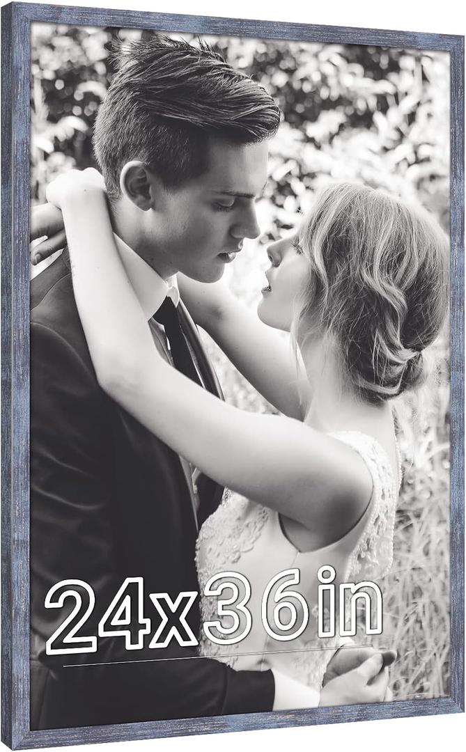 24x36 Poster Frame Rustic Blue, Retro 36 x 24in Picture Frame, Extra Large 24 by 36in Gallery Family Concert Portrait Photo Movie Poster Frame Anniversary/Birthday/Wedding/Thank you/Christmas Gift