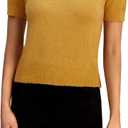 Women's Short Sleeve Sweater Crew Neck Knit Tops Dressy Casual Shirts (Beige, XL)