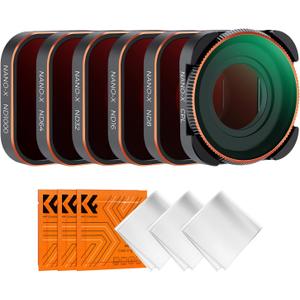 K&F Concept ND Filter Set Compatible with GoPro Hero12, Hero11, Hero10, Hero9 Black, 6 Pack (CPL/ND8/ND16/ND32/ND64/ND1000) Hero 9/10/11/12 Action Camera Accessory Neutral Density Polarizer Filter Kit