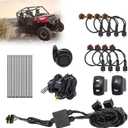 UTV Turn Signal Kit with Horn, Pre-Wired Plug & Play Blinker System, Hazard Light & Rocker Switch, ATV Street Legal Lighting Kit Compatible with Kawasaki Teryx Polaris RZR, Can-Am Maverick, CFMOTO